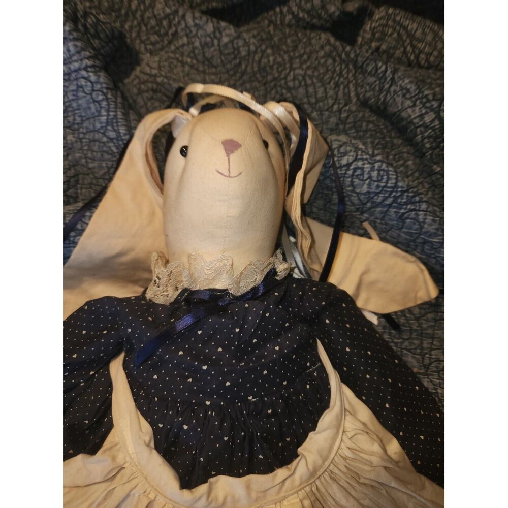 Vintage Flop Ear Rag Rabbit With Dress - Picture 2 of 7